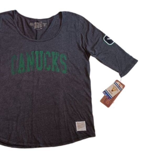 Retro Brand Vancouver Canucks Womens Small T Short Gray 3/4 Sleeve Vintage Style - Picture 4 of 7